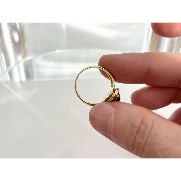 Tiger's Eye Oval Vermeil Overlay 925 Sterling Silver Vintage Ring - sz 6.75 - Picture 6 of 12